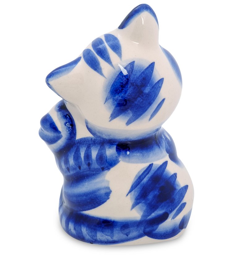 Фигурка Кот Рыболов Голубая гжель ГЛ-511, фотография со спины