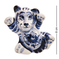 Магнит Тигренок Голубая гжель