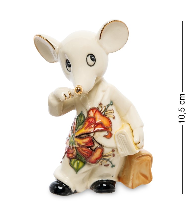 Статуэтка из фарфора Мышонок с портфелем и книгой Pavone JP-121/ 5