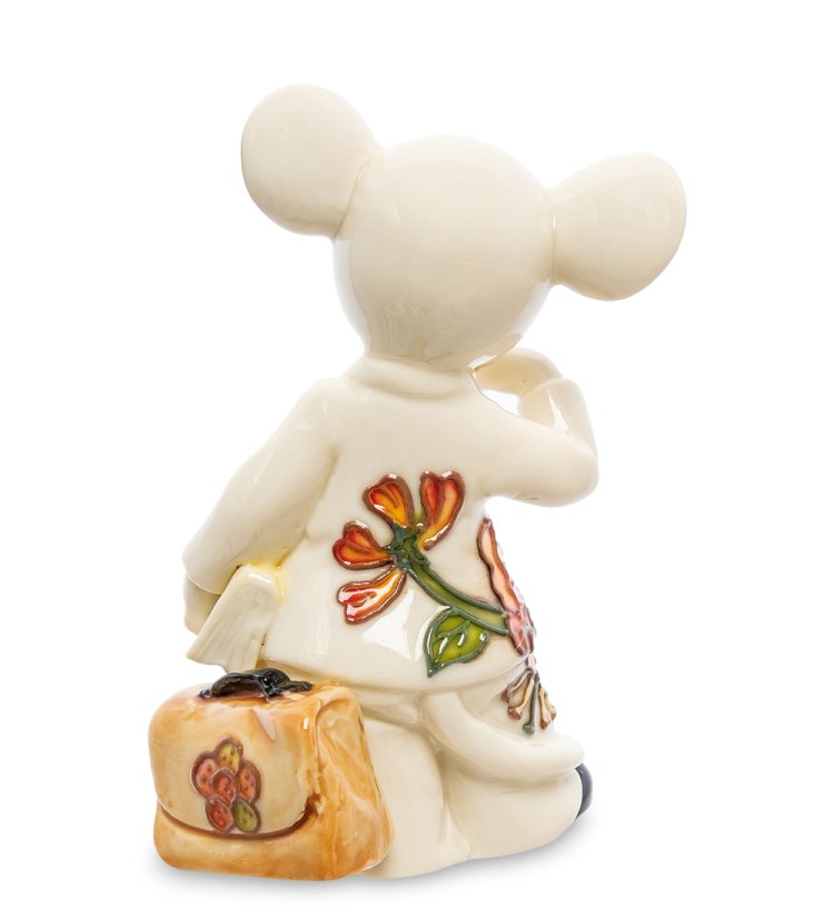 Статуэтка из фарфора Мышонок с портфелем и книгой Pavone JP-121/ 5, фотография со спины