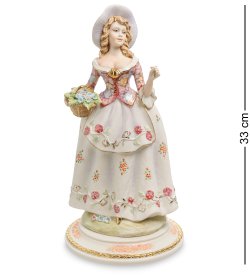 Статуэтка Девушка с корзинкой цветов в шляпке