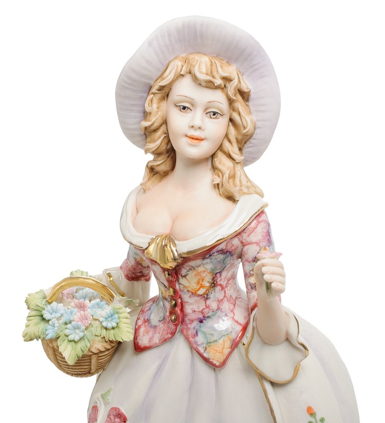 Статуэтка Девушка с корзинкой цветов в шляпке Sabadin Vittorio SV- 73, фотография крупным планом