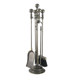 Каминный набор Бочча 4 предмета на подставке, бронзовый