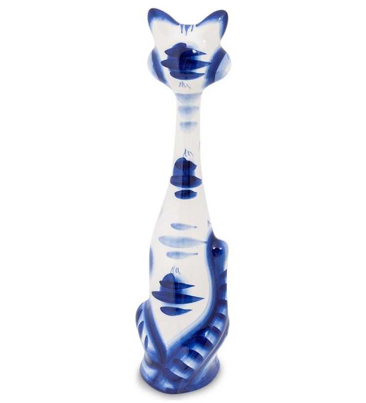 Фигурка Кот-Кегля Голубая гжель ГЛ-173, фотография со спины