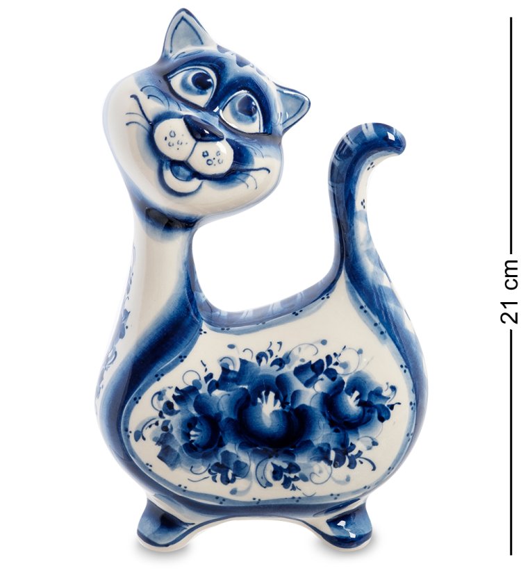 Копилка Кот-Ватрушка Голубая гжель ГЛ-514