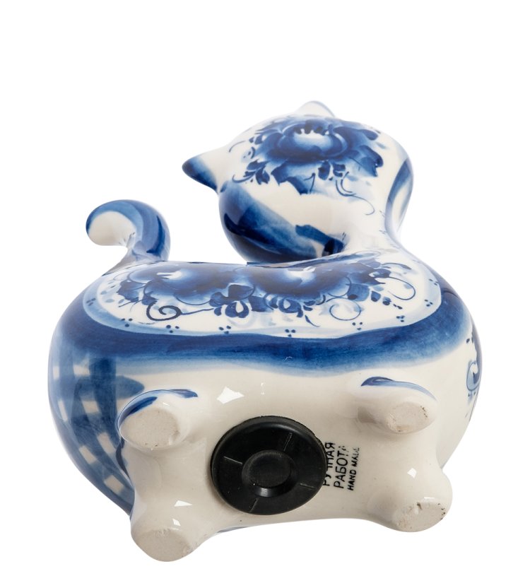 Копилка Кот-Ватрушка Голубая гжель ГЛ-514, фотография снизу