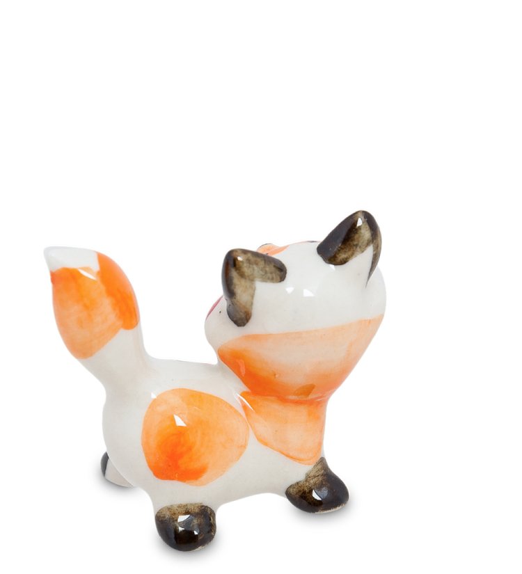Статуэтка маленькая Лисичка Цветная гжель ГЛ-217, фотография со спины
