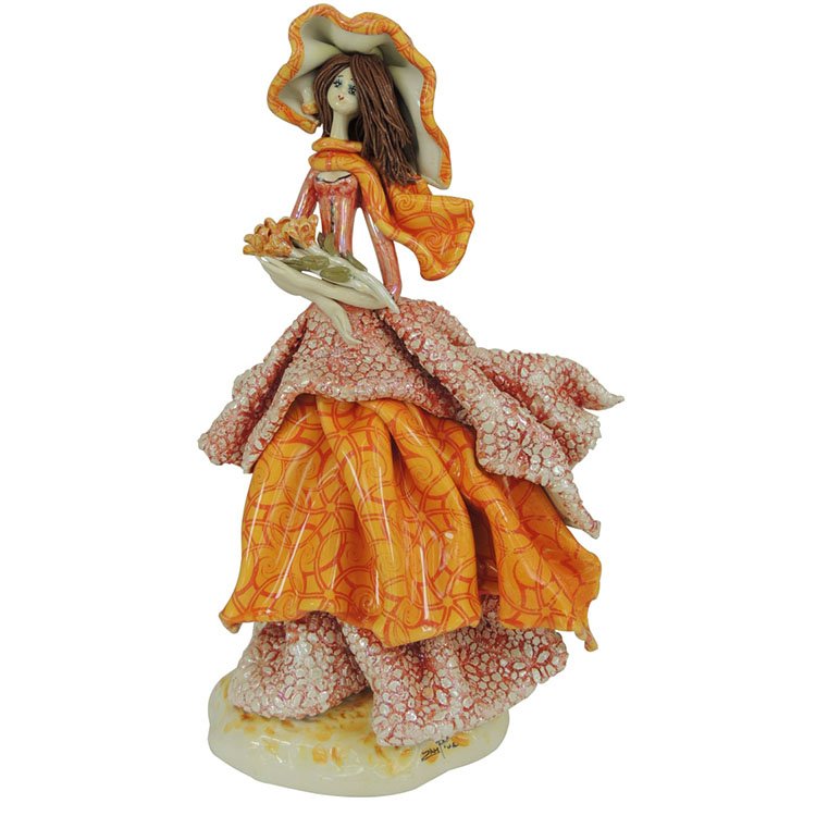Статуэтка из фарфора Леди в оранжевом с цветами