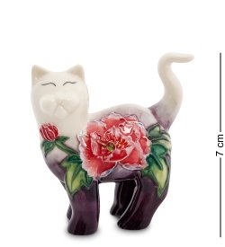 Статуэтка из фарфора Маленький котик с цветком
