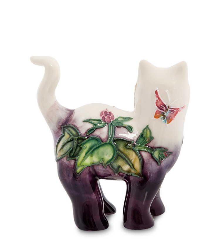 Статуэтка из фарфора Маленький котик с цветком Pavone JP-247/ 29, фотография со спины