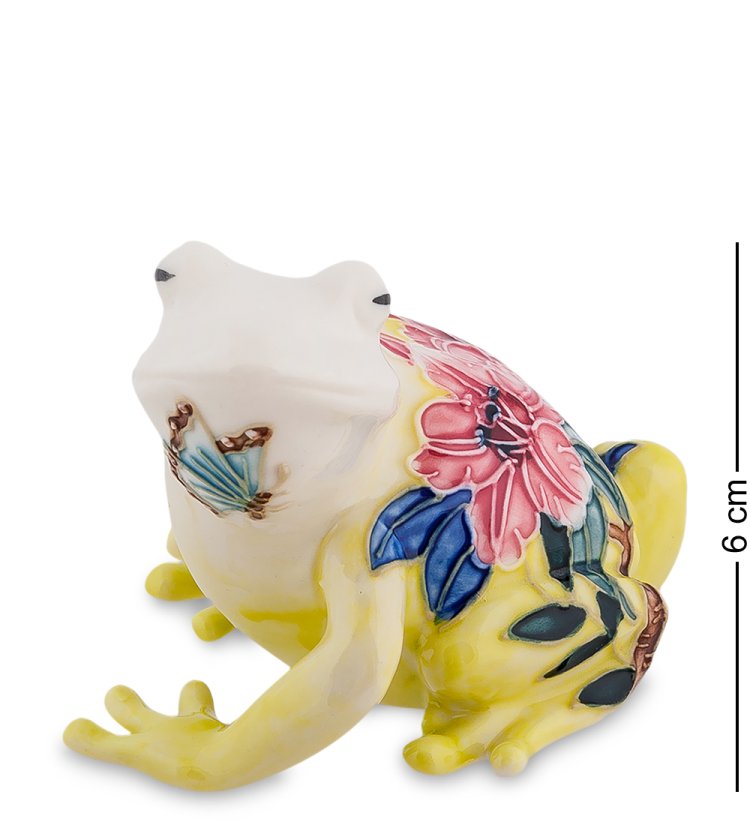 Статуэтка из фарфора Бело-Желтая Лягушка с бабочкой Pavone JP-96/ 25