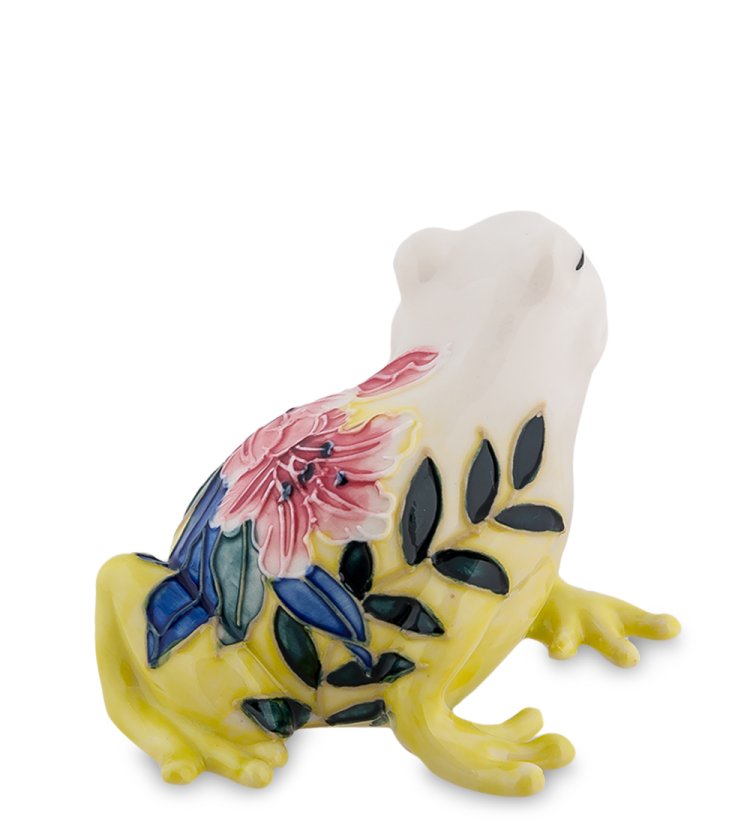 Статуэтка из фарфора Бело-Желтая Лягушка с бабочкой Pavone JP-96/ 25, фотография со спины