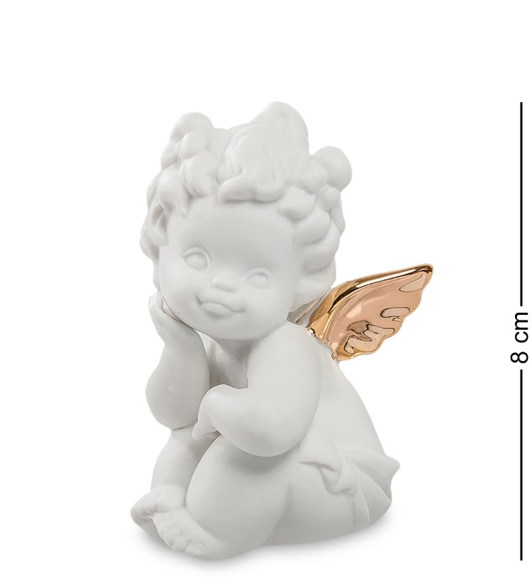 Статуэтка из бисквитного фарфора Задумчивый Амурчик с Золотыми крыльями Pavone JP-48/ 4