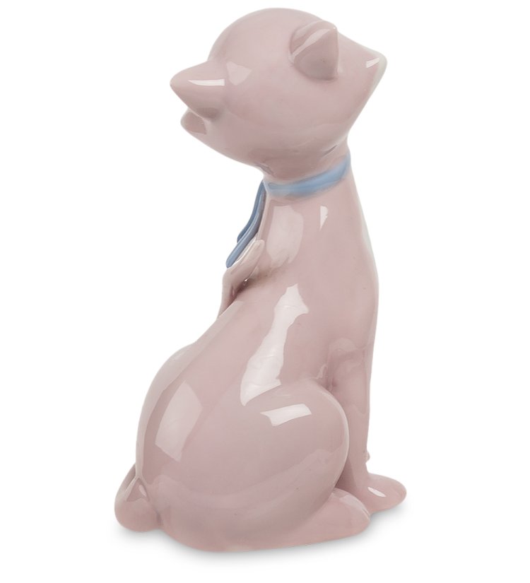 Статуэтка из фарфора Розовая кошка с голубым ошейником Pavone JP-31/ 24, фотография со спины