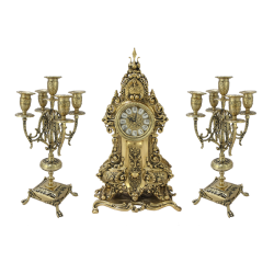 Каминные часы с канделябрами из бронзы Арте