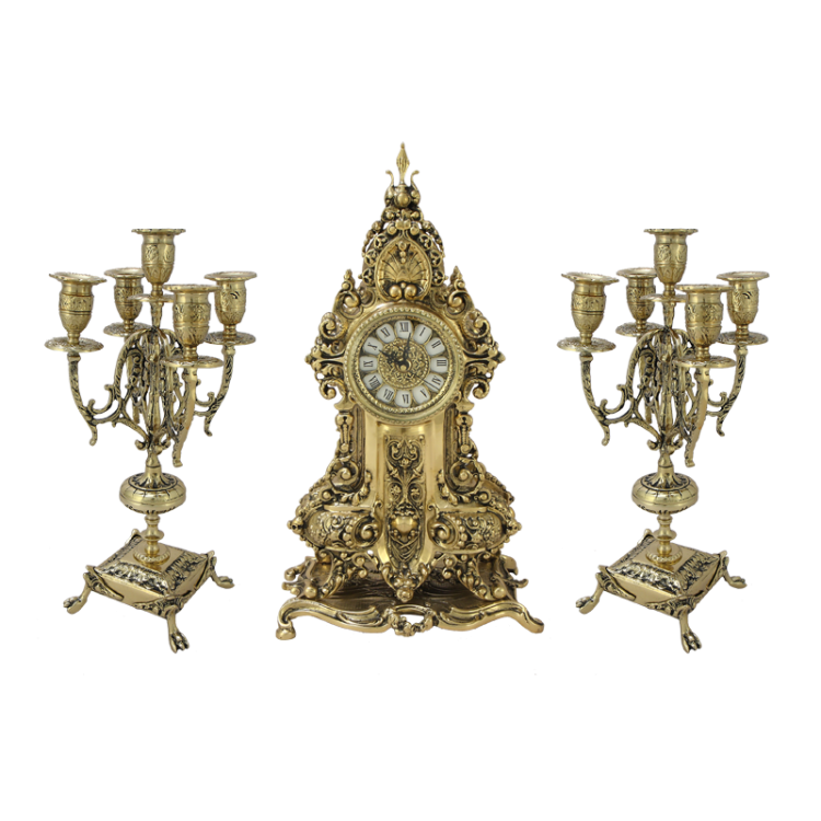 Каминные часы с канделябрами из бронзы Арте Bello De Bronze BP-2709256-D