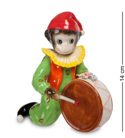 Статуэтка из фарфора Обезьяна Клоун с барабаном