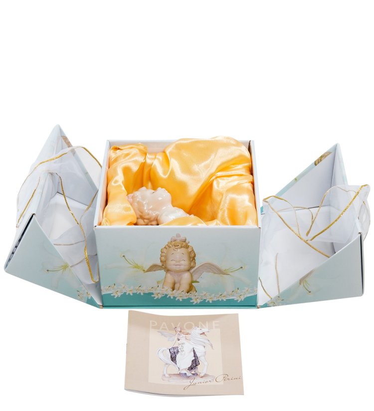 Статуэтка из фарфора Ангелочек-девочка в розовых ботиночках Pavone JP-36/30, фотография упаковки