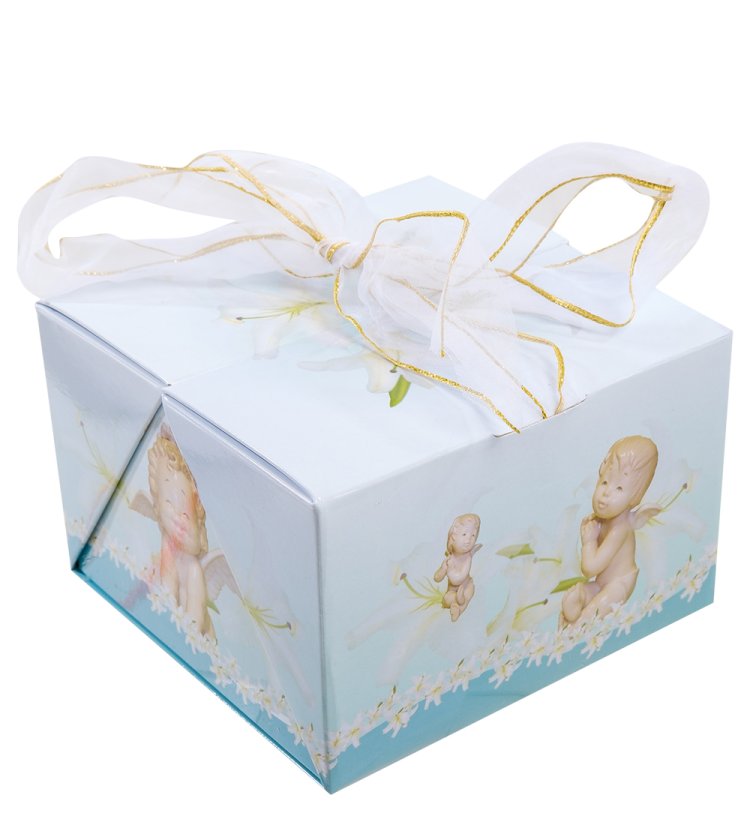 Статуэтка из фарфора Ангелочек-девочка в розовых ботиночках Pavone JP-36/30, фотография коробочки