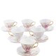 Чайный набор из фарфора на 6 персон Фиор де Парадис, розовый Pavone AS-55