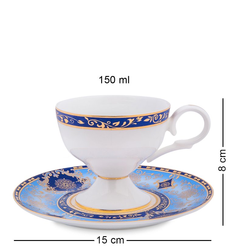 Чайная пара с чайником из фарфора Соло Флоренции Pavone JK- 19, фотография чайной пары