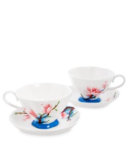 Чайный набор на 2 персоны из фарфора Цветущая сакура