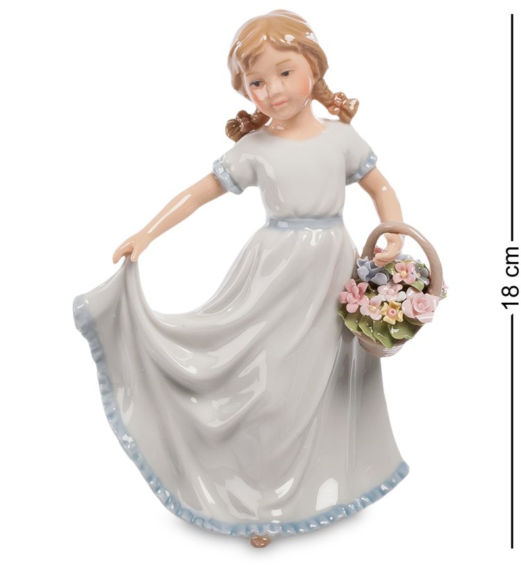 Статуэтка из керамики Девочка с корзинкой цветов Pavone CMS-20/ 1