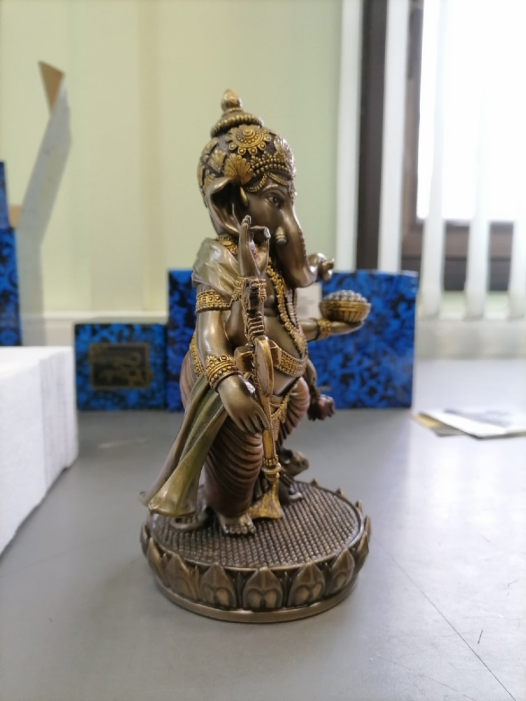 Статуэтка Ганеша на лотосе Veronese WS-540, фото со склада вид профиль