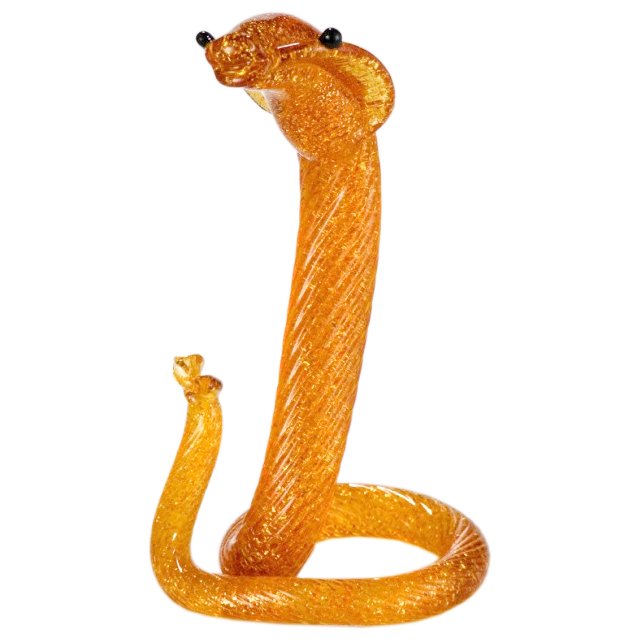 Фигурка из Муранского стекла Змея с золотом