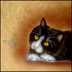 Картина Кот Мартин c кристаллами Swarovski