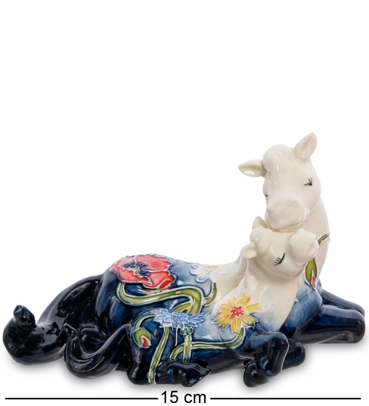 Статуэтка из фарфора Мама Лошадка - Синий Декор с цветами Pavone JP-61/51, портретный вид