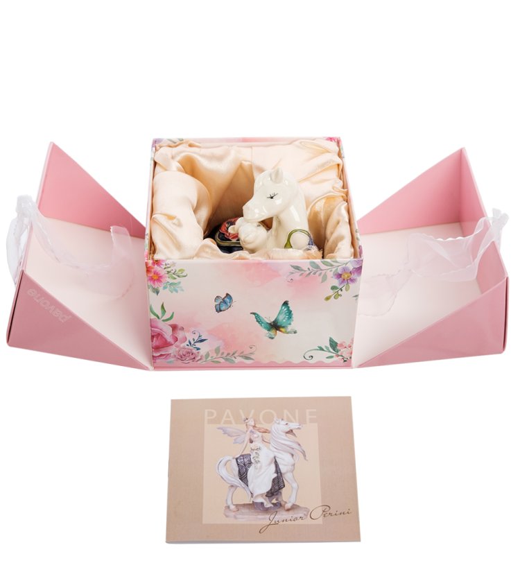 Статуэтка из фарфора Мама Лошадка - Синий Декор с цветами Pavone JP-61/51, упаковочный вид