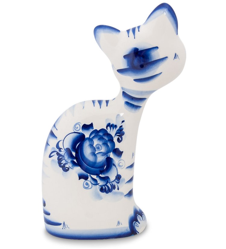 Фигурка Кот-Геoргий Голубая гжель ГЛ-162, фотография со спины