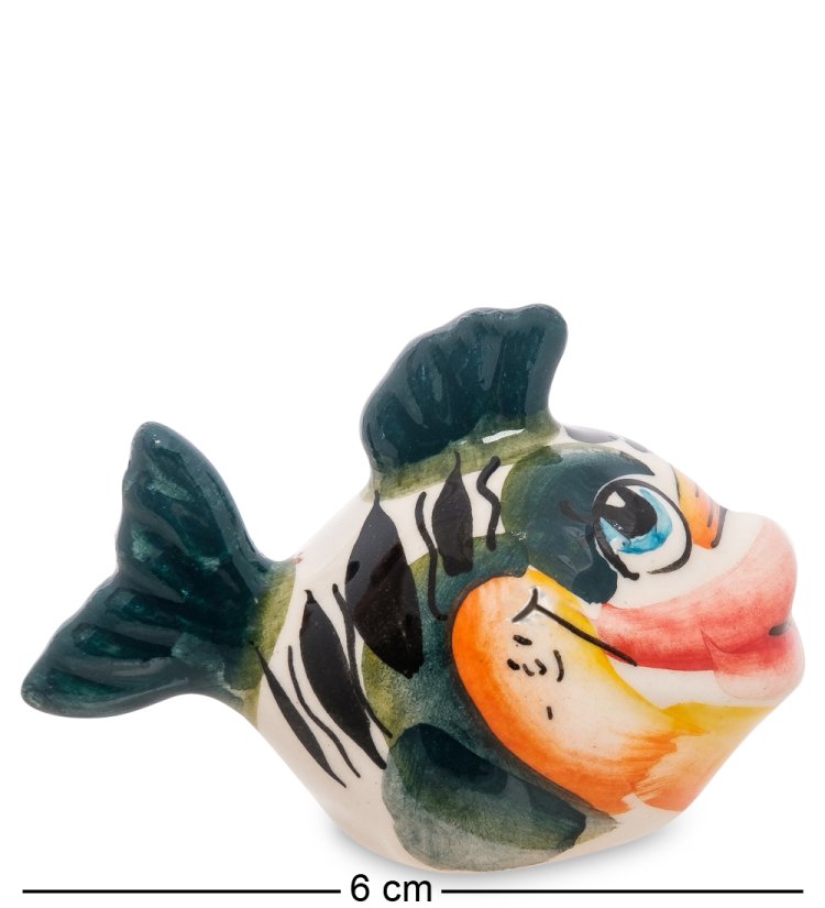 Статуэтка Рыбка Цветная гжель, фотография сбоку