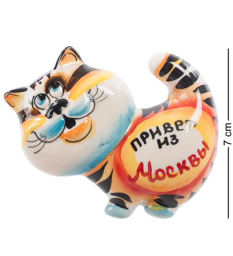 Магнит Кот голова Цветная гжель ГЛ-393