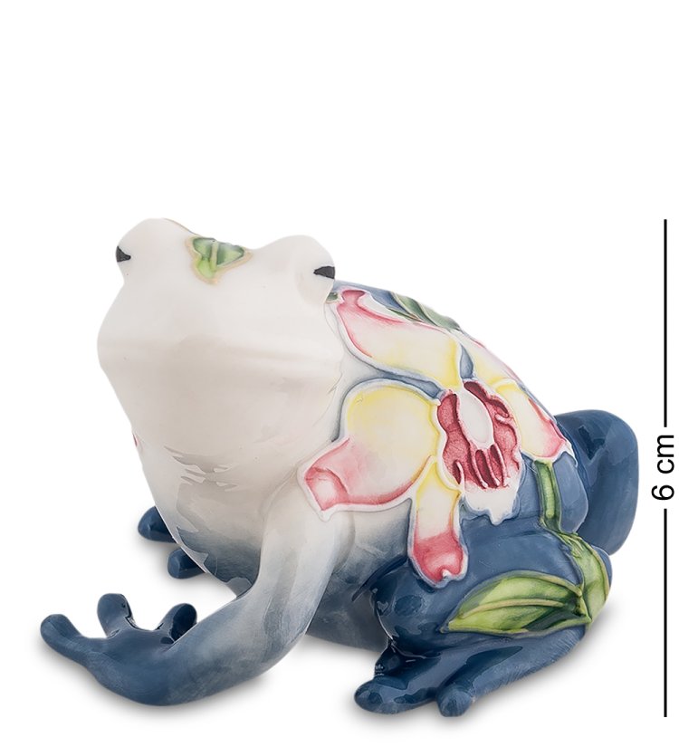 Статуэтка из фарфора Бело-Синяя Лягушка с Лилиями Pavone JP-96/ 26