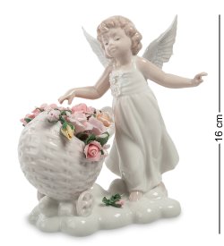 Статуэтка из фарфора Девочка Ангел у тележки цветов
