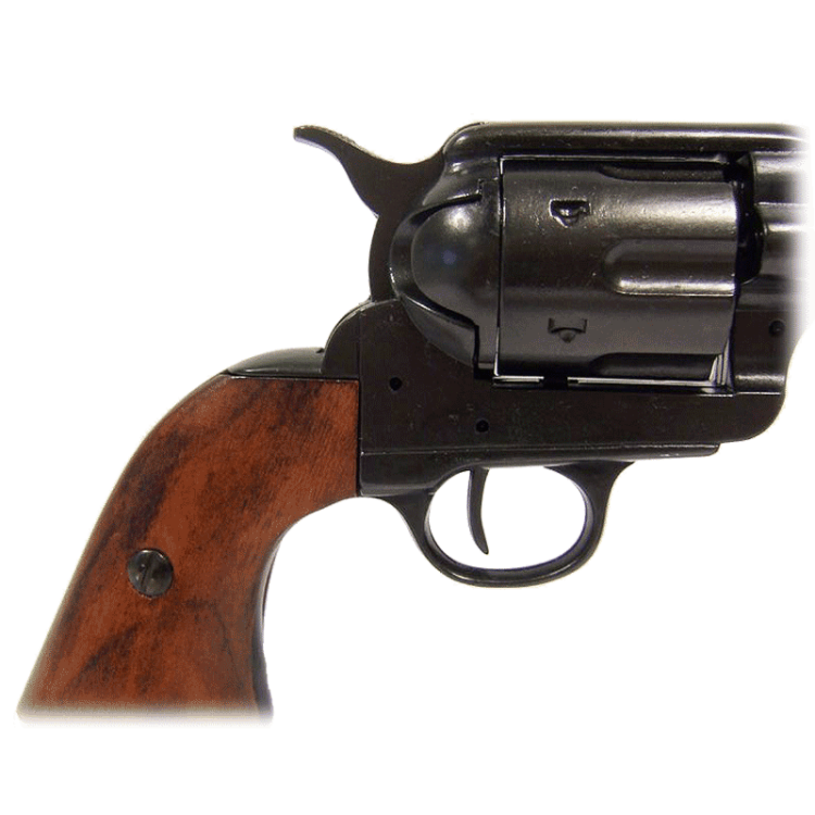Макет Револьвера Миротворец с длинным черным стволом Denix 7303, фотография барабана 
