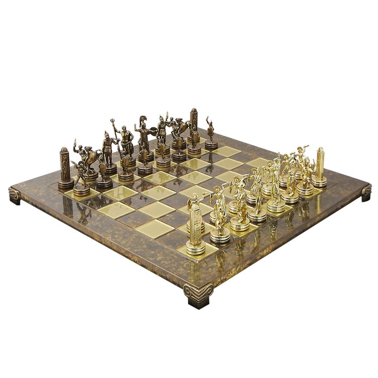 Шахматы Троянская война, коричневая доска, большие Manopoulos MP-S-19-C-54-BRO