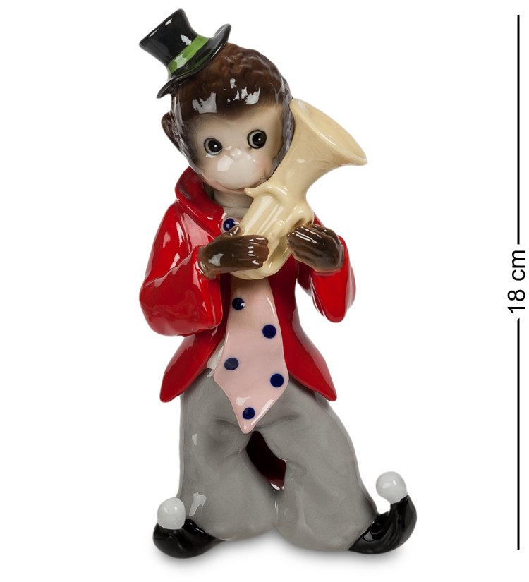 Статуэтка из фарфора Обезьяна Клоун с трубой Pavone CMS-23/60