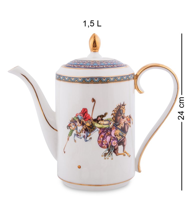 Чайный сервиз на 6 персон из фарфора Восточное Поло Pavone JK- 41, фотография чайника