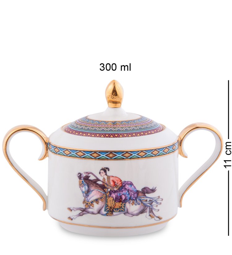 Чайный сервиз на 6 персон из фарфора Восточное Поло Pavone JK- 41, фотография сахарницы