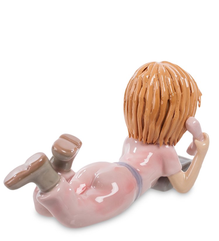 Статуэтка из керамики Девочка и телефон Pavone CMS-28/ 3, фотография со спины