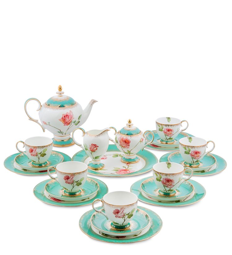 Чайный сервиз с тарелками на 6 персон Миланская Роза Pavone JK- 69