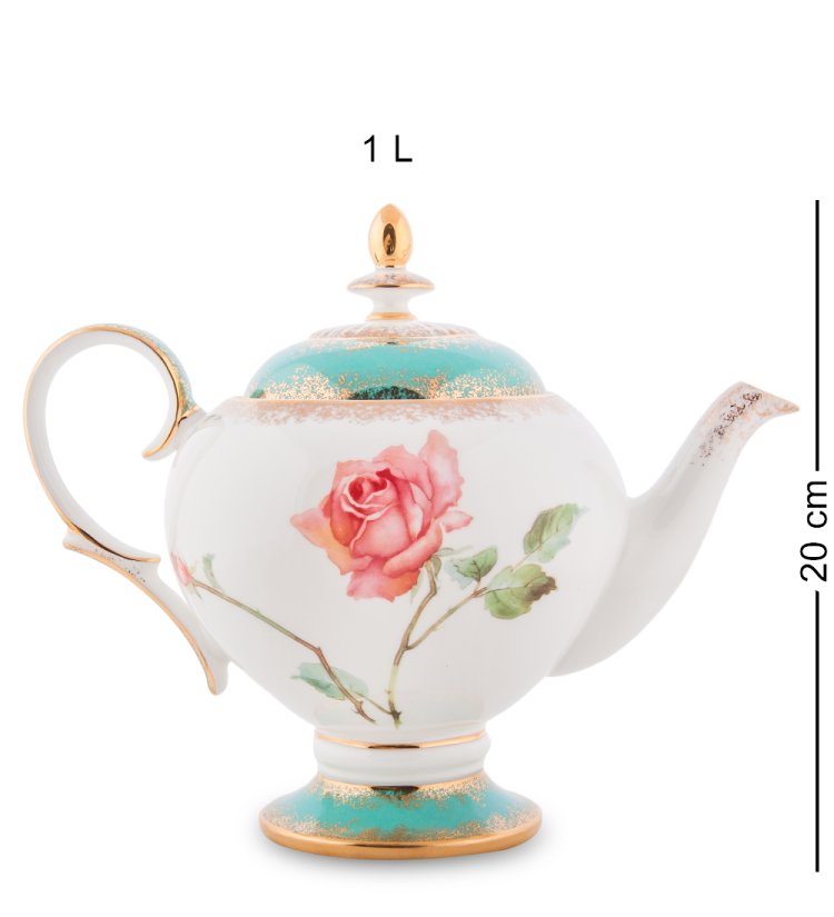 Чайный сервиз с тарелками на 6 персон Миланская Роза Pavone JK- 69, фотография чайника