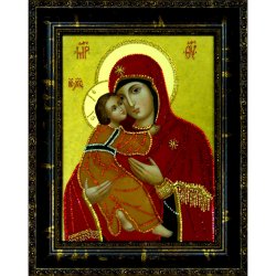 Икона с кристаллами Swarovski - Владимирская