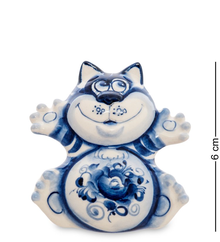 Фигурка Кот-Счастье Голубая гжель ГЛ-519