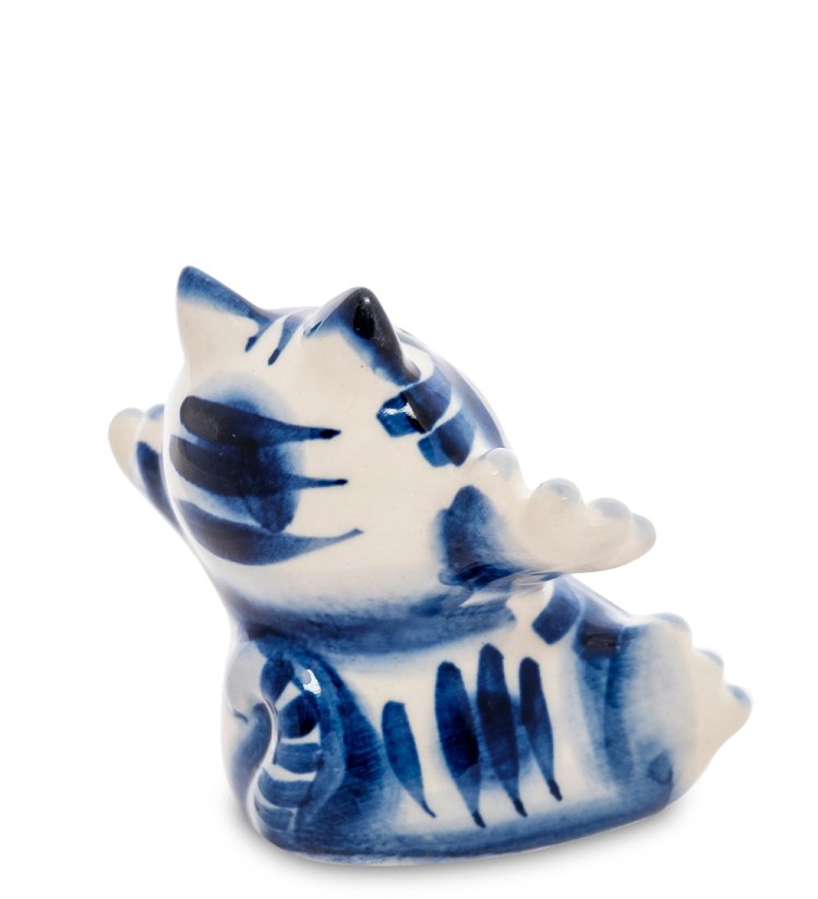 Фигурка Кот-Счастье Голубая гжель ГЛ-519, фотография со спины