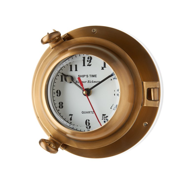 Часы иллюминатор бронзовые диаметр 19,5 см, фотография сбоку