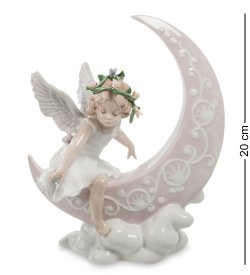 Статуэтка из фарфора Девочка Ангел на луне в облаках